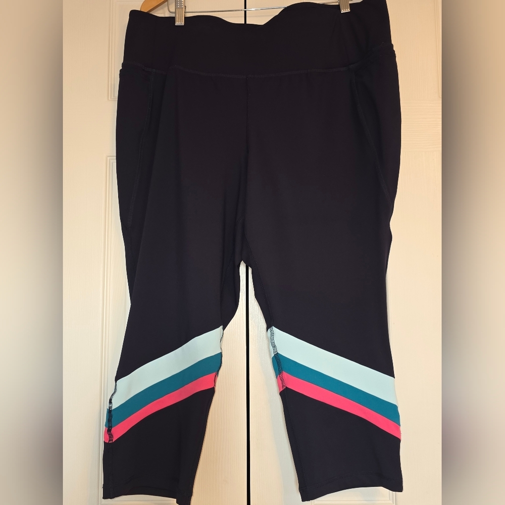 Livi For Lane Bryant Women's Dark Blue W Color Block Athletic Leggings